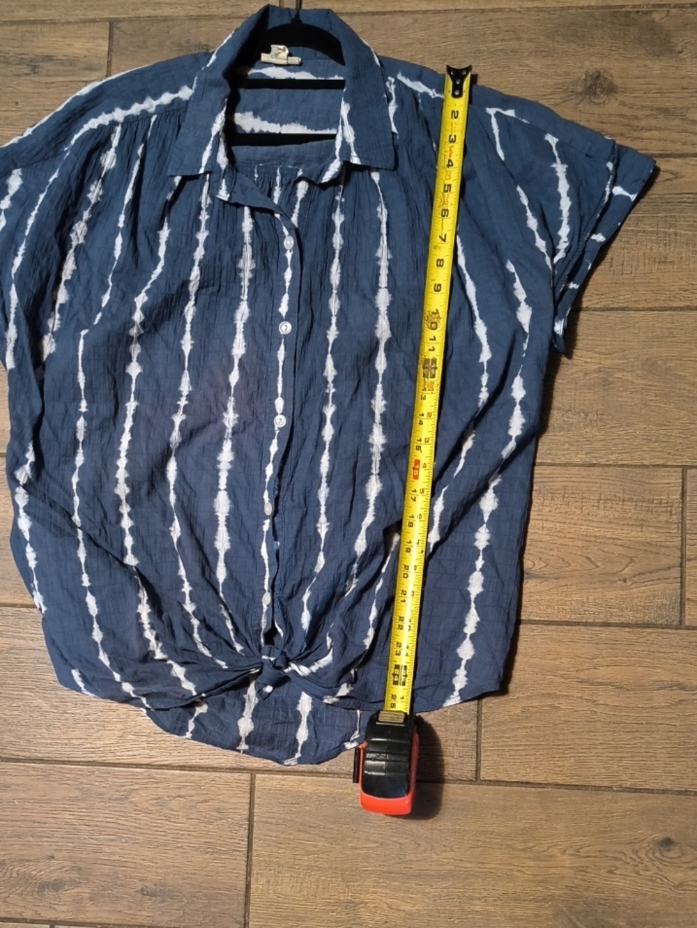 a.n.a Navy and White Tie-Dye Button Down Shirt - Picture 4 of 5